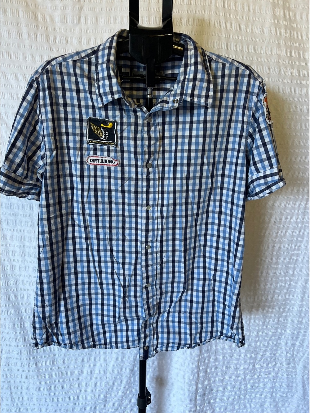 Y2K Paper Denim & Cloth American Motorcycle Cruiser Gingham Shirt XL Moto